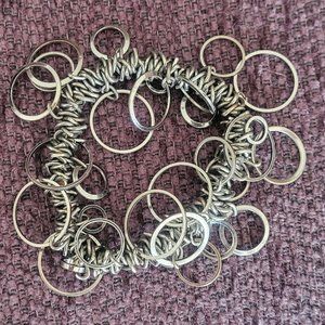 Stretchy Bracelet of Circles in Gunmetal Gray Tone